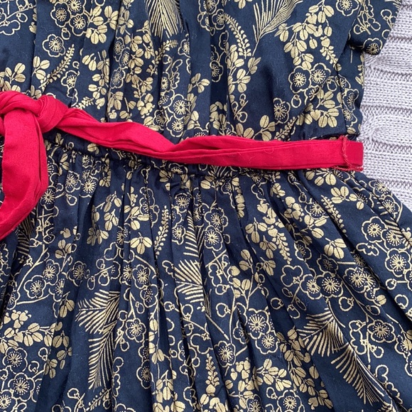 Tea Collection black and gold print dress sz 6 - Picture 4 of 6